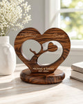 Personalized Walnut Heart Sculpture | Custom Couple Anniversary Keepsake, Love Art