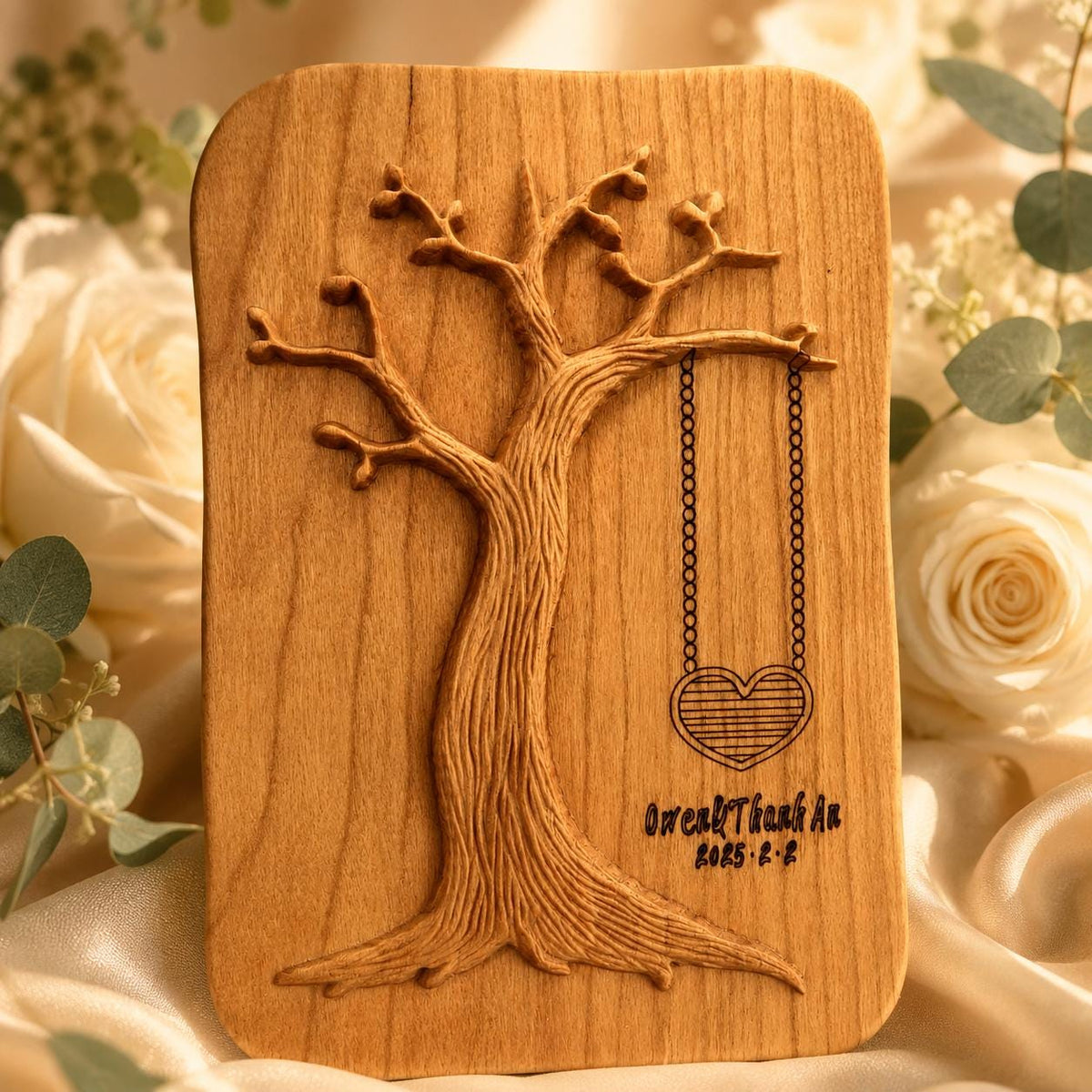 Personalized Walnut Tree Swing Plaque, Custom Couple Names Date, Anniversary Keepsake