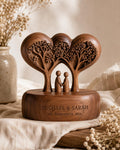 Entwined Tree Heart Sculpture | Custom Couple Anniversary Gift, Walnut Wood Romance Decor