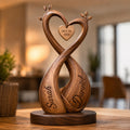 Personalized Infinity Heart Sculpture | Solid Walnut Wood Anniversary Keepsake, Couples Gift