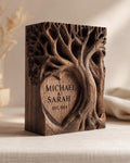 Carved Walnut Tree of Life Heart Block | Custom Anniversary Keepsake Plaque