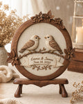 Embroidered Lovebirds Wedding Sign | Solid Wood Frame, Cottagecore Decor
