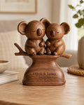 Koala Couple Gift Anniversary Present | Custom Animal Statue, Love Token | Walnut Wood Sculpture, Unique Totem Romance D