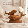 Solid Walnut Whale Vase Sculpture | Custom Anniversary Keepsake, Mother Baby Whale Art