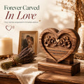 Wedding Table Centerpiece, Ornate Floral Heart Relief Plaque, 3D Solid Walnut Wood Personalized Names Anniversary Sweeth