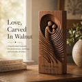 3D Walnut Wood Family Sculpture, Custom Names Keepsake, Anniversary Home Decor