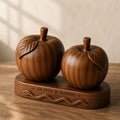 First Home Wedding Gift, Adam and Eve Twin Apples Sculpture, 3D Solid Walnut Wood Symbolic Anniversary Keepsake, Persona