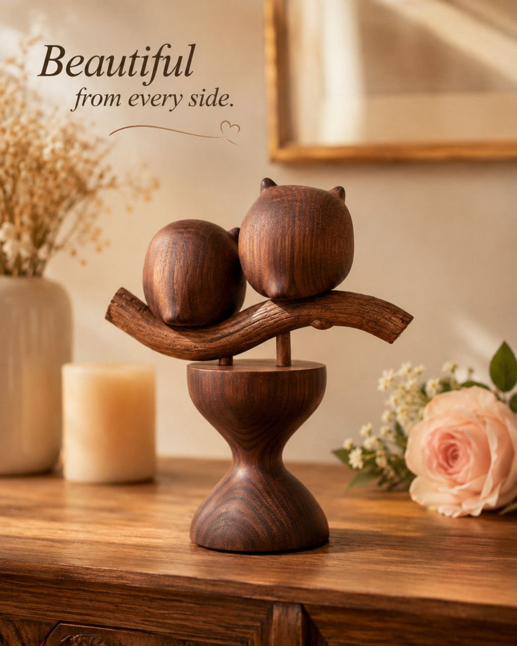 Walnut Bear Couple Shelf — angle 8