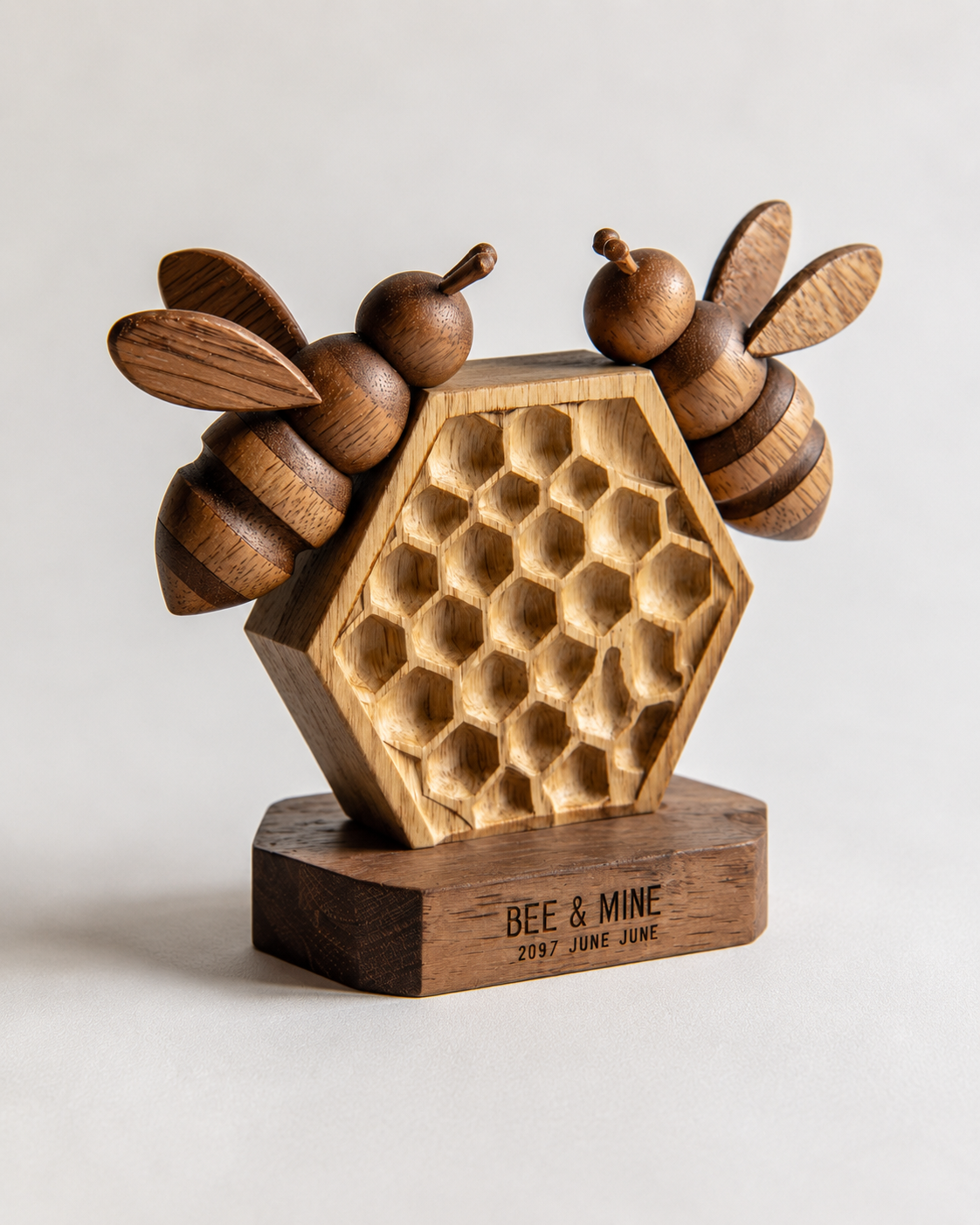 Walnut Bee & Mine Honeycomb — angle 3