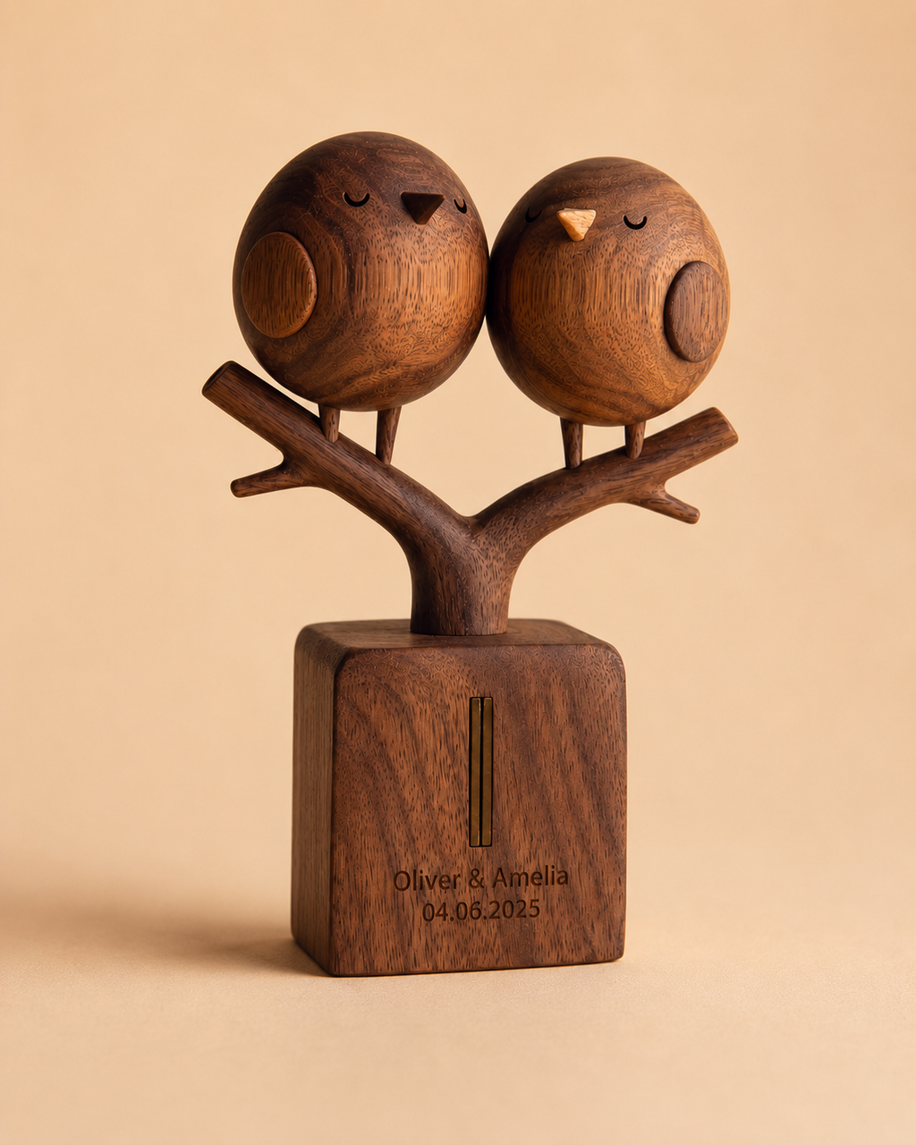 Walnut Double Bird Perch — angle 1