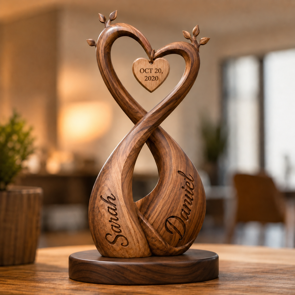 Walnut Double Infinity Heart Crown — angle 1