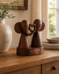 Walnut Elephant Couple Heart Trunk — angle 1