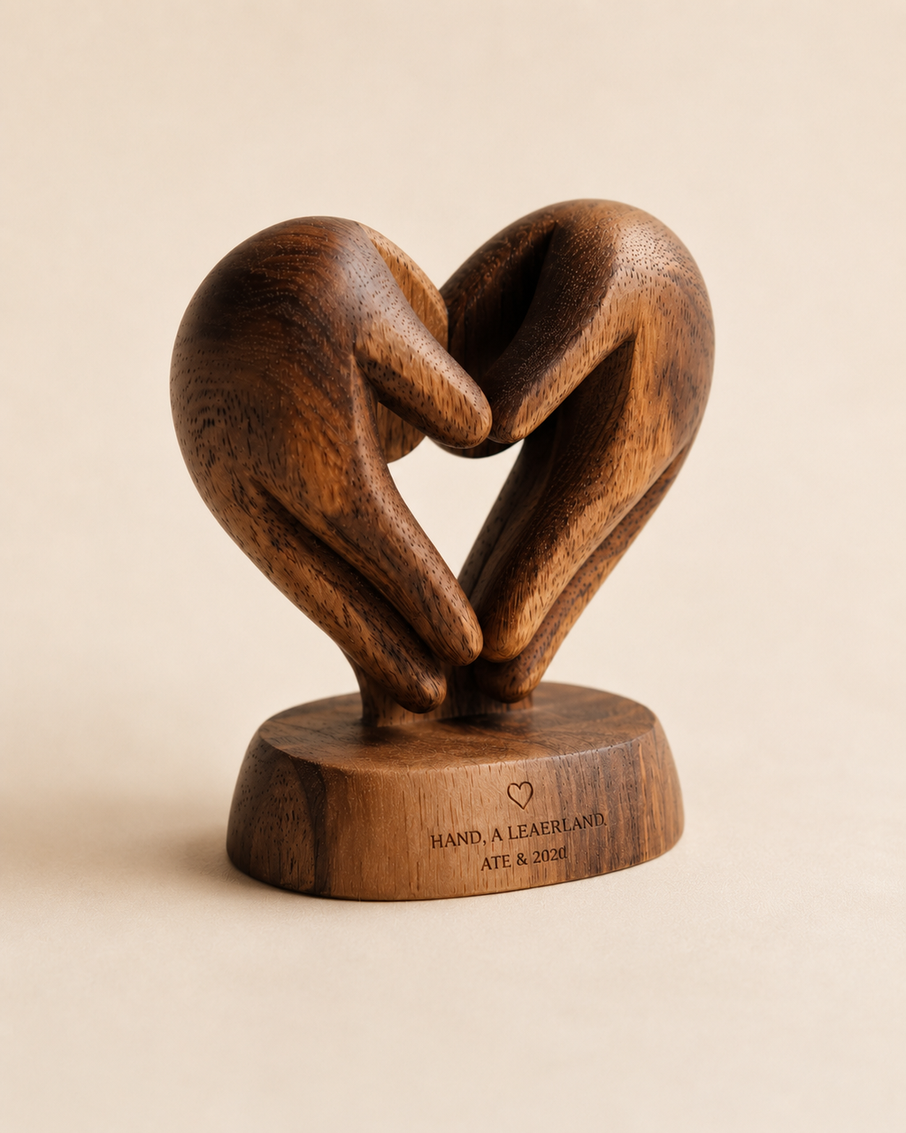 Walnut Heart Hands Keepsake — angle 4