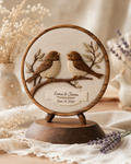 Walnut Lovebird Embroidered Round — angle 1