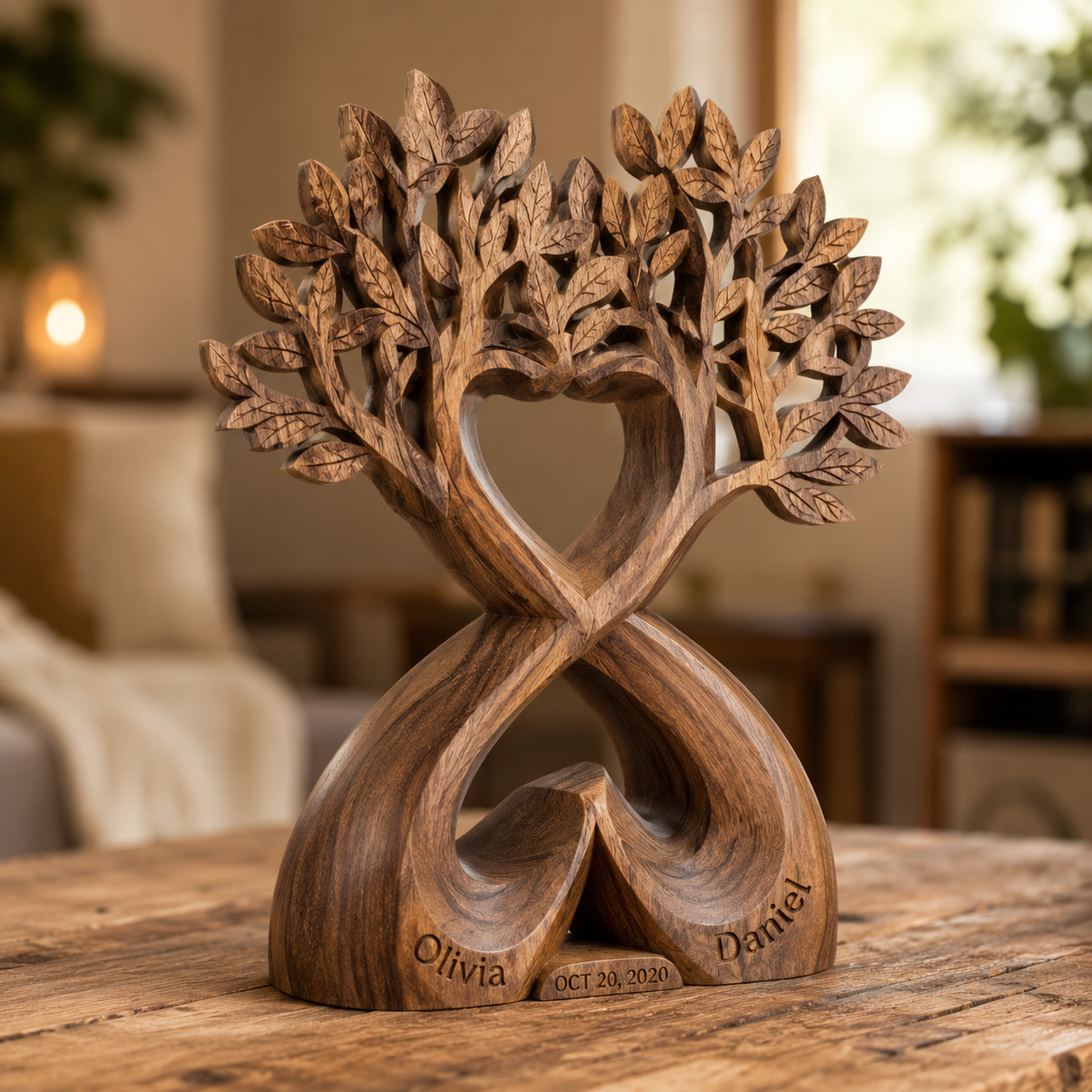Walnut Tree of Life Double Heart — angle 2