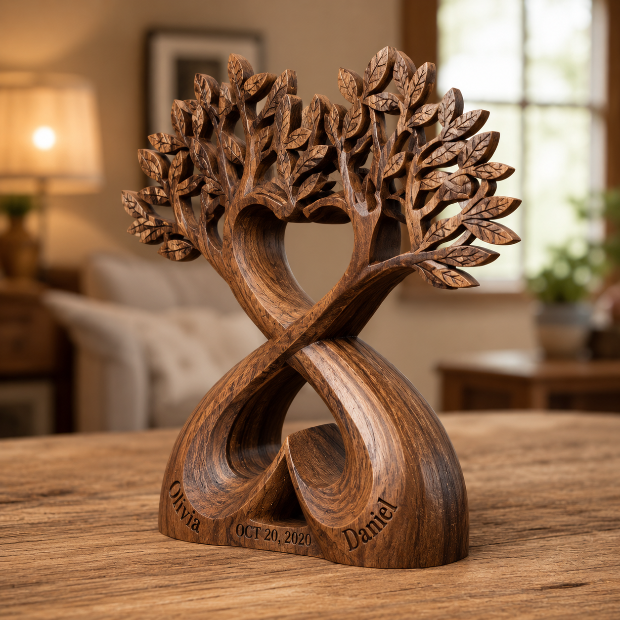 Walnut Tree of Life Double Heart — angle 3