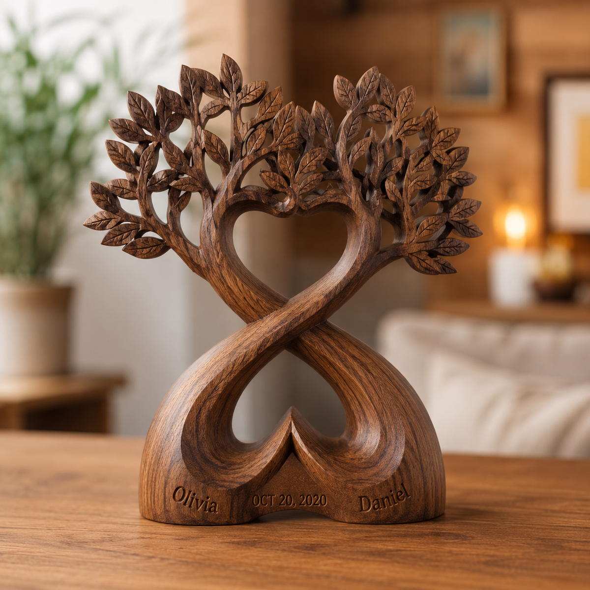 Walnut Tree of Life Double Heart — angle 4