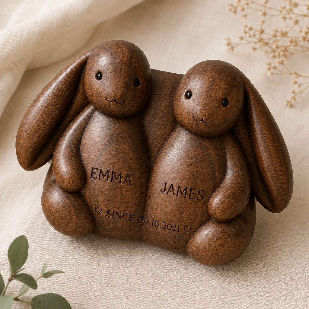 Walnut Twin Bunnies Couple — angle 4