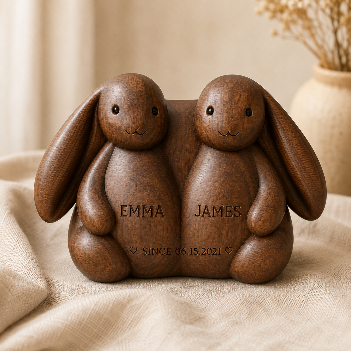 Walnut Twin Bunnies Couple — angle 5