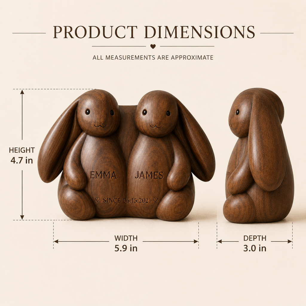 Walnut Twin Bunnies Couple — angle 6
