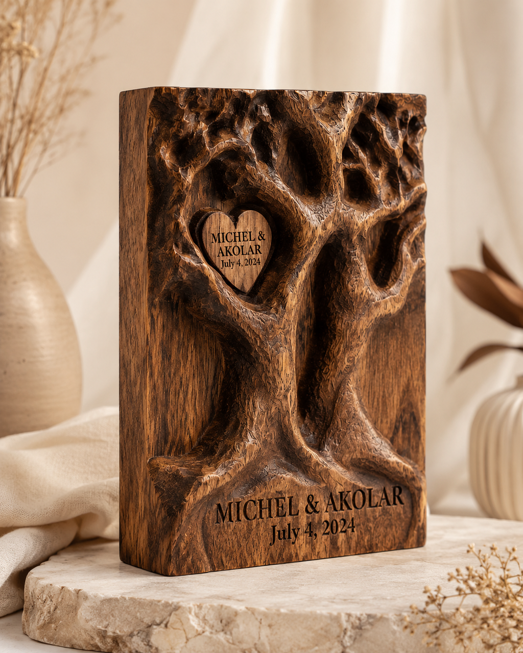Walnut Twin Tree Book Block — angle 1