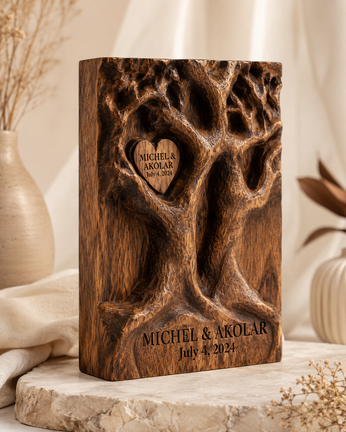 Walnut Twin Tree Book Block — angle 1
