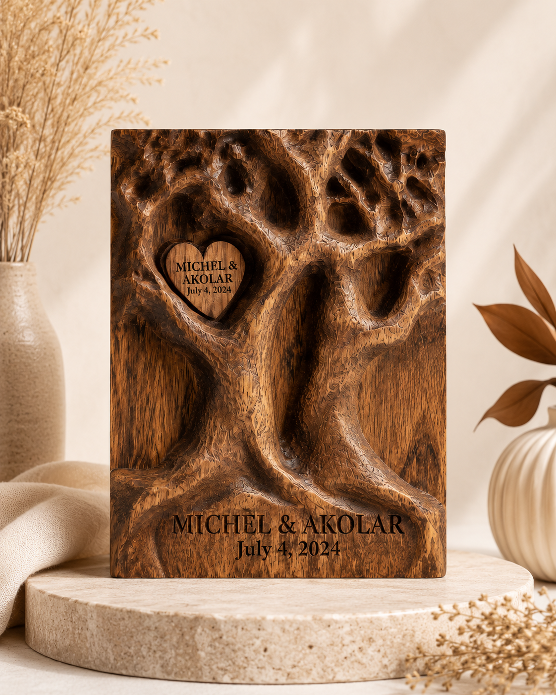 Walnut Twin Tree Book Block — angle 2