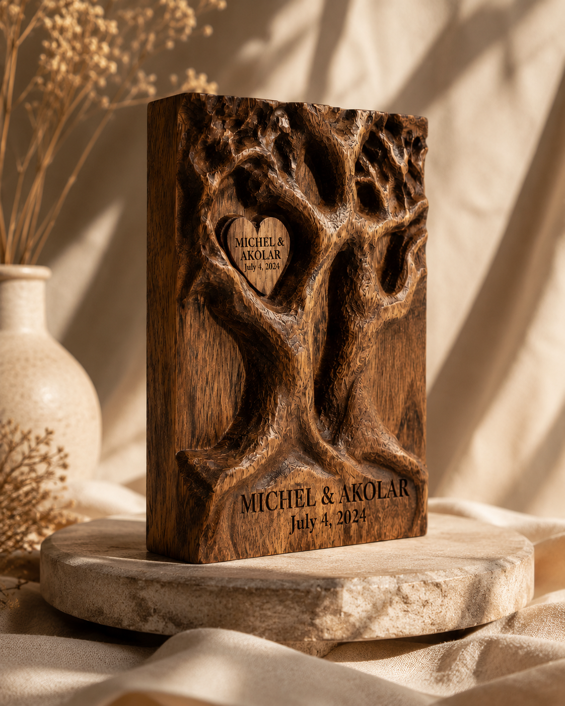 Walnut Twin Tree Book Block — angle 3