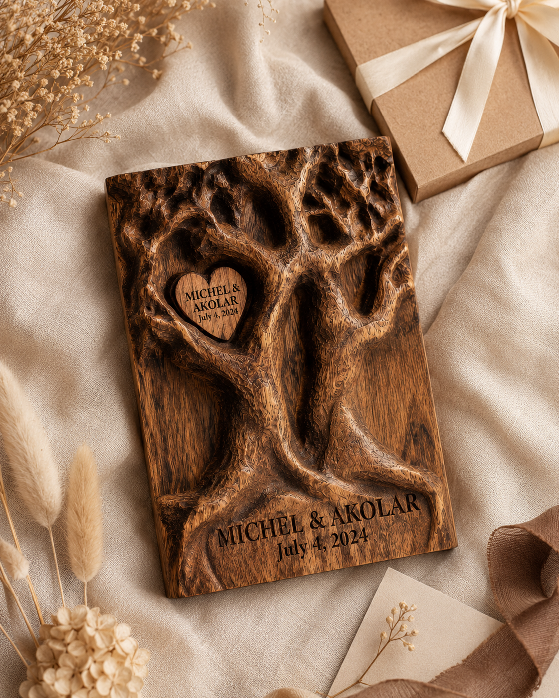 Walnut Twin Tree Book Block — angle 4