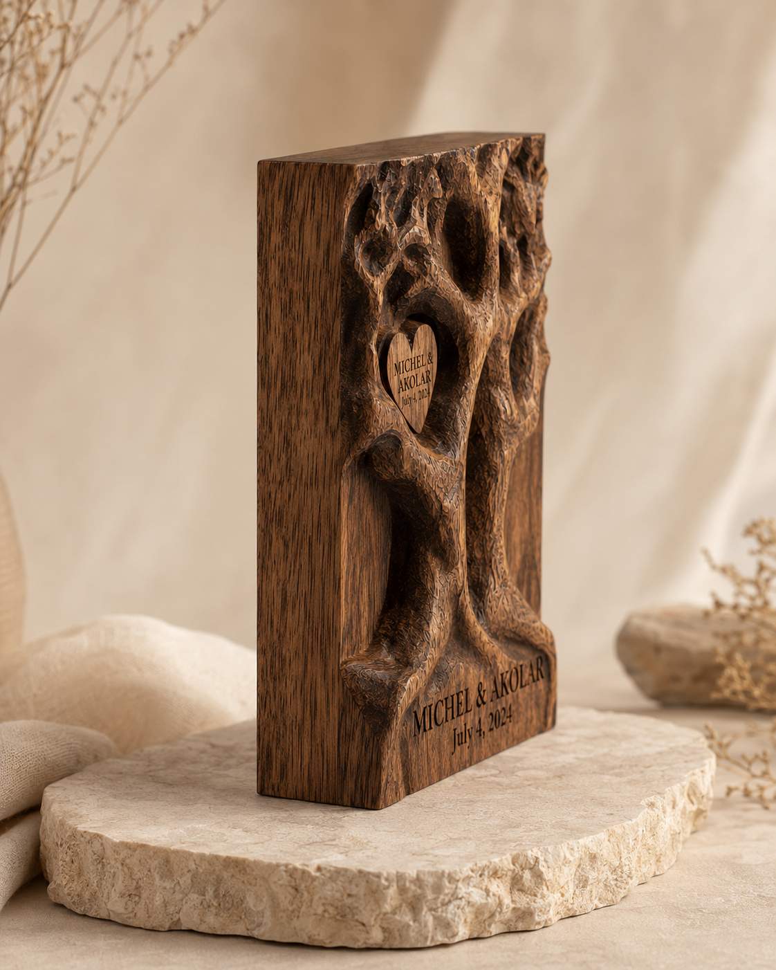 Walnut Twin Tree Book Block — angle 5